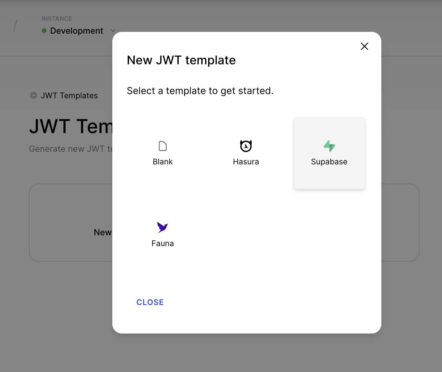Create Supabase JWT template from Clerk dashboard